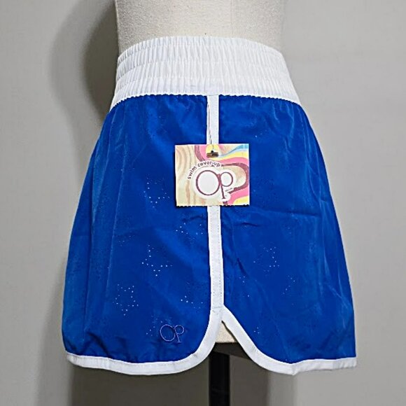 New Op Blue White Board Shorts XL 15/17 Womens Ocean Pacific Beach Swim Cover Up - Picture 5 of 13